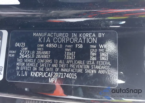 2023 Kia Sportage Lx z USA, uszkodzony, nr VIN KNDPUCAF2P7174015